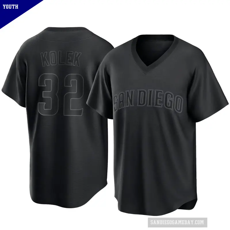 Youth No.32 Stephen Kolek San Diego Padres Black Replica Pitch Fashion Jersey
