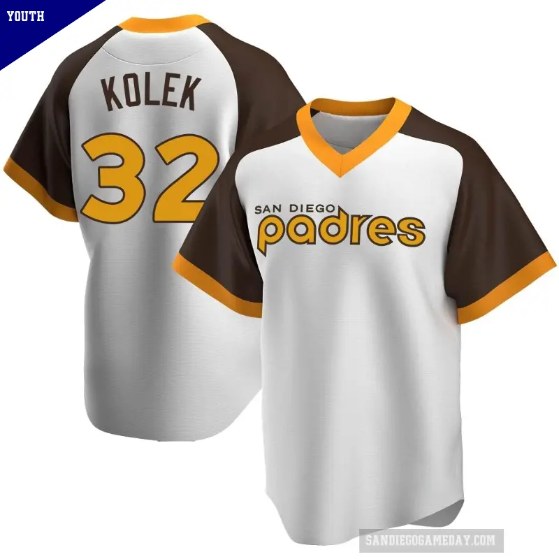 Youth No.32 Stephen Kolek San Diego Padres White Replica Home Cooperstown Collection Jersey