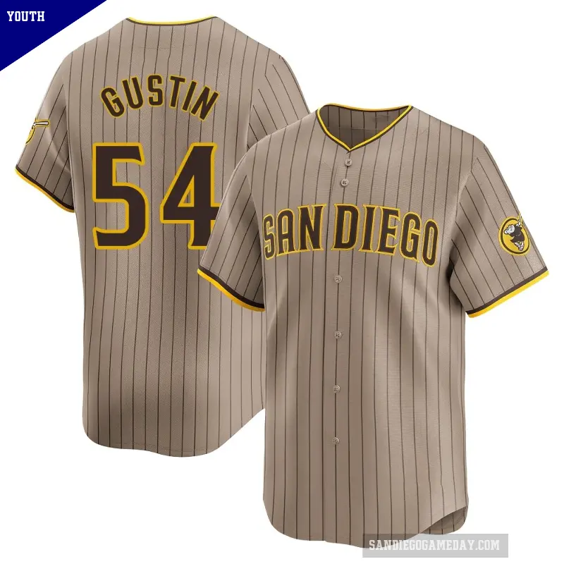 Youth No.54 Harry Gustin San Diego Padres Limited Tan Alternate Jersey