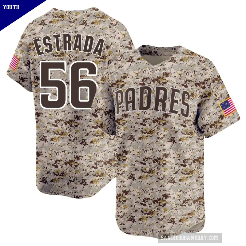 Youth No.56 Jeremiah Estrada San Diego Padres Camo Limited 2nd Alternate Jersey