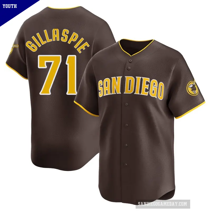 Youth No.71 Logan Gillaspie San Diego Padres Brown Limited Away Jersey