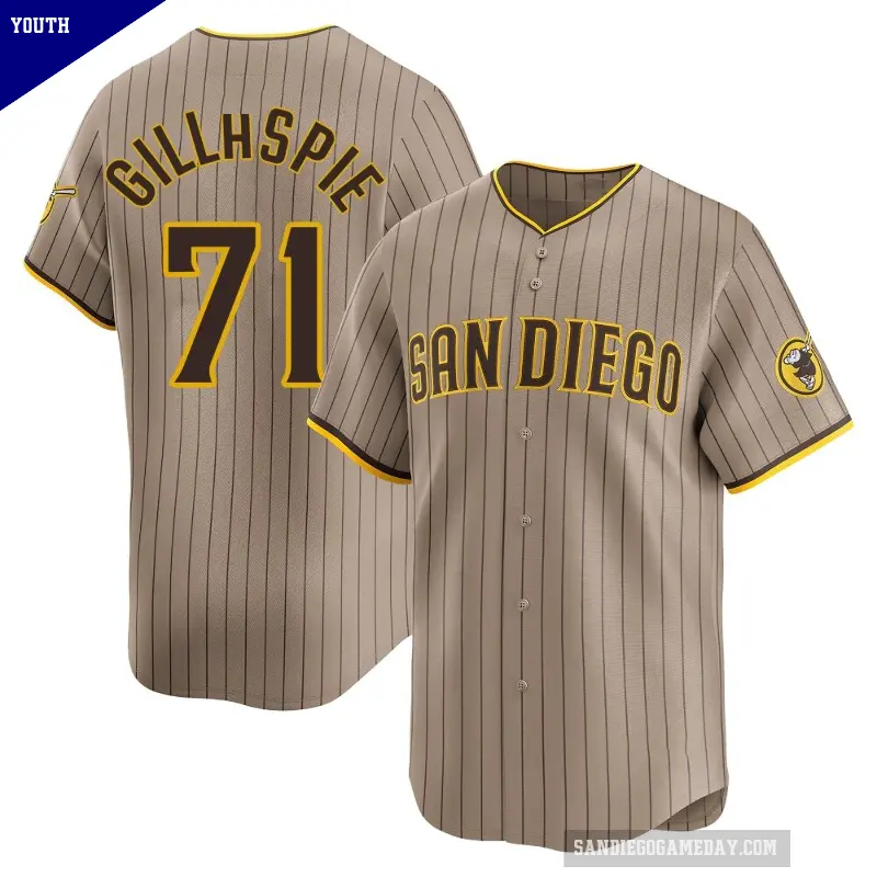 Youth No.71 Logan Gillaspie San Diego Padres Limited Tan Alternate Jersey
