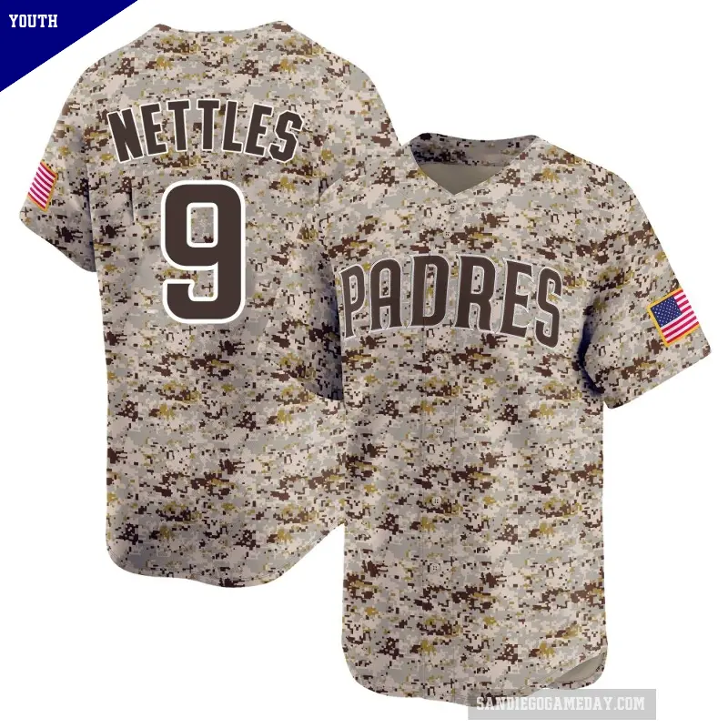 Youth No.9 Graig Nettles San Diego Padres Camo Limited 2nd Alternate Jersey
