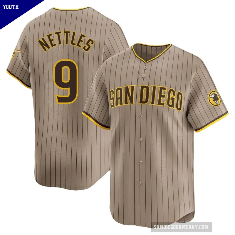 Youth No.9 Graig Nettles San Diego Padres Limited Tan Alternate Jersey