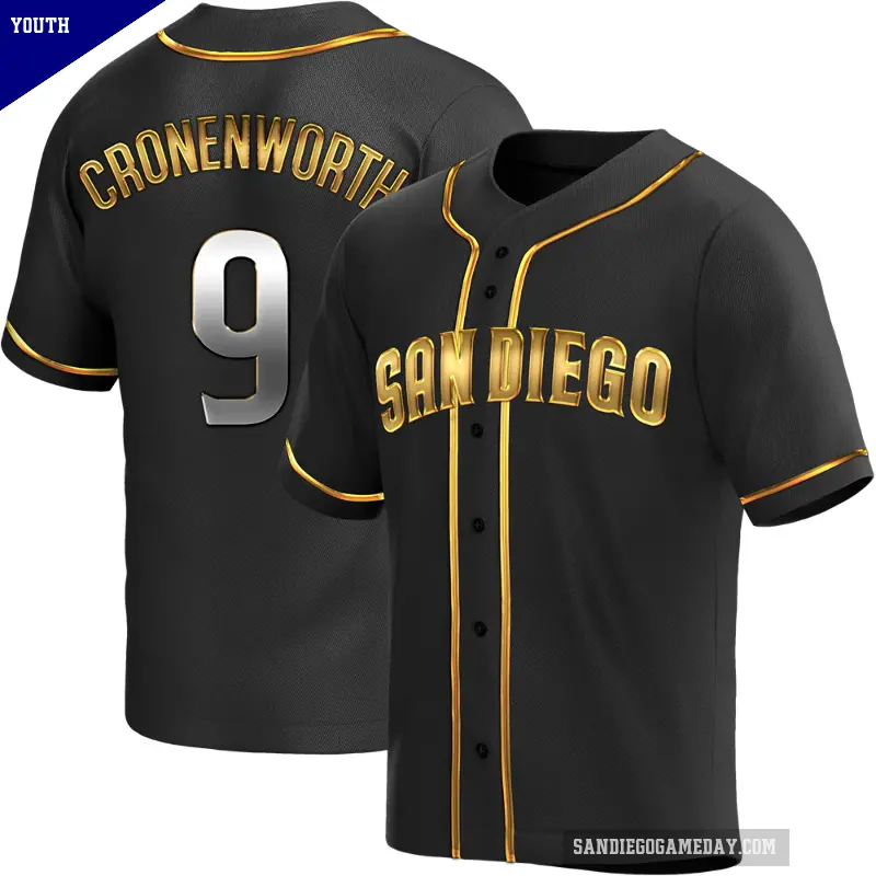 Youth No.9 Jake Cronenworth San Diego Padres Gold Replica Black en Alternate Jersey