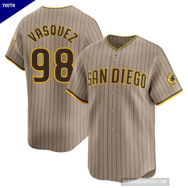 Youth No.98 Randy Vasquez San Diego Padres Limited Tan Alternate Jersey